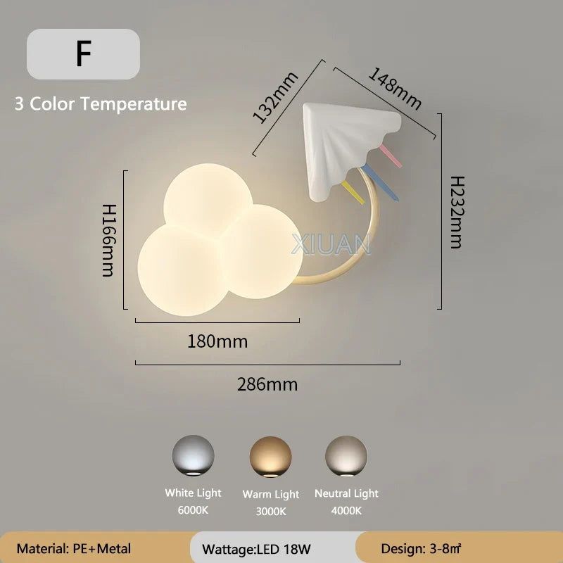 LED Wandlamp Kinderkamer met Vliegtuig Wolk Regenboog Ster Motief Drie Lichttemperaturen Dimbaar Sfeerlicht | Sansoti