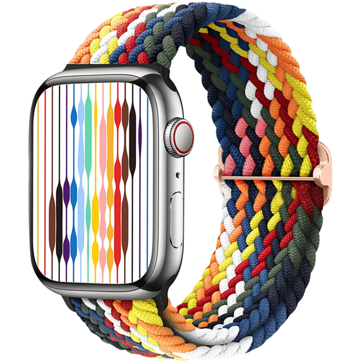 Elastisch gevlochten nylon smartwatch-bandje, 38–49 mm, verstelbaar en ademend, sportband voor Apple Watch | Sansoti