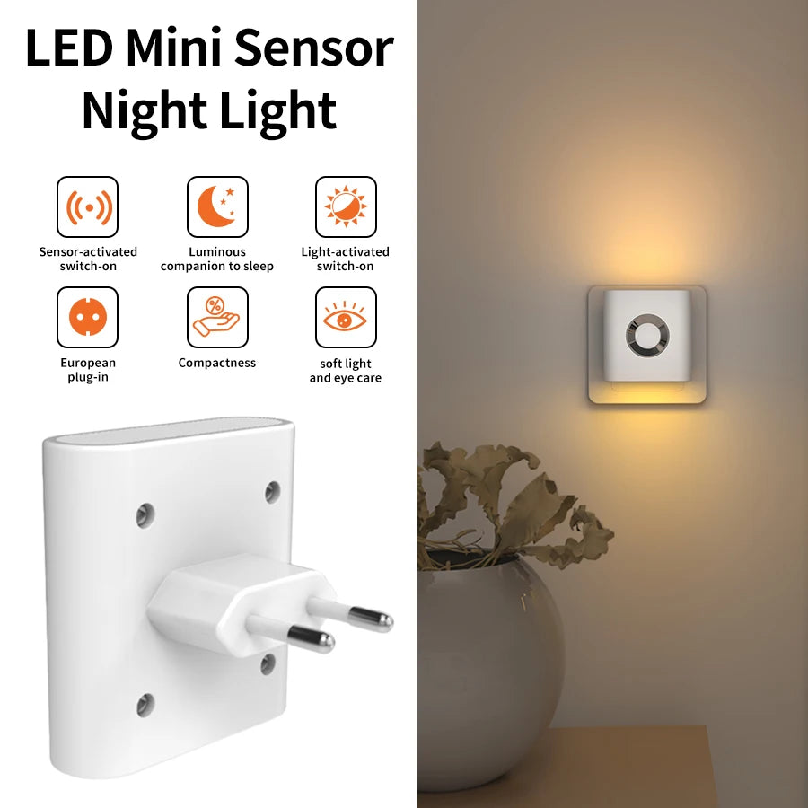 LED Wandlamp Stopcontact Bewegingssensor 5.8G Radar Warm Wit Slaapkamer Gang Toilet Nachtlamp Automatisch Sensor Nachtlicht Plug-in | Sansoti