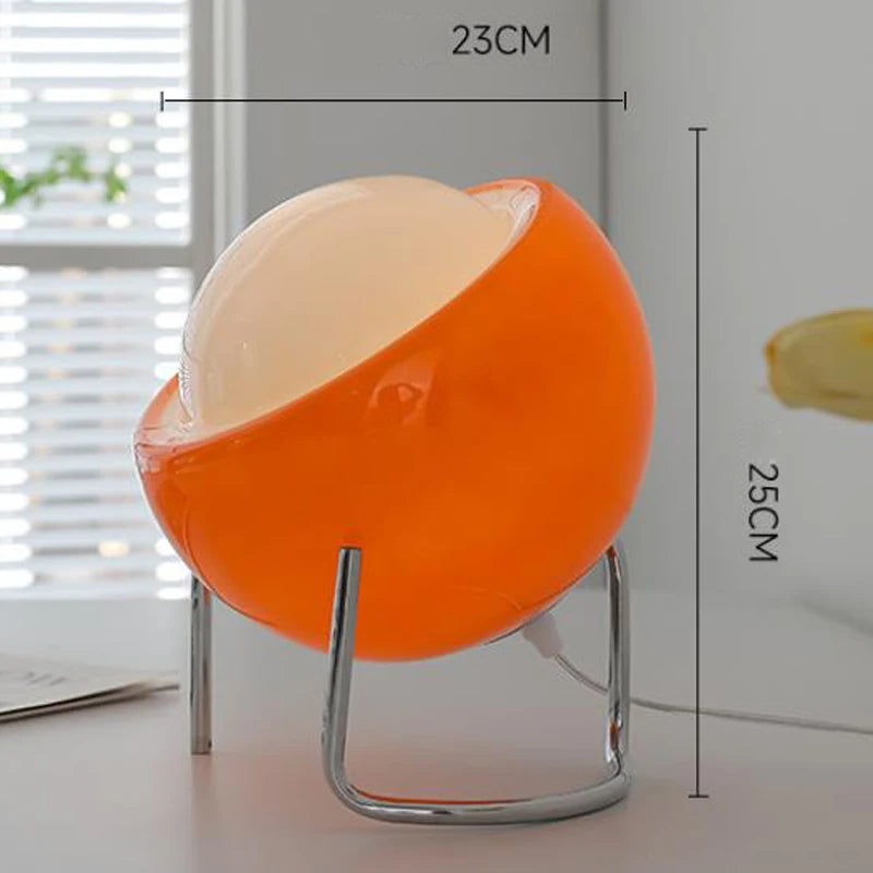 Glaskugel-Tischlampe LED Orange Retro Schlafzimmer Wohnzimmer Nachttischlampe Schreibtischlampe Bauhaus Nordic Stimmungslicht Dekorativ | Restfield