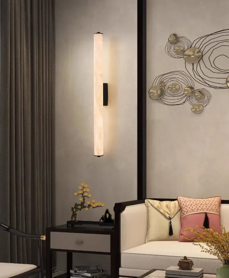 Marmeren Wandlamp LED met Koperen Body voor Woonkamer Slaapkamer en Hal Modern Sfeervol Lichteffect Interieur | Sansoti