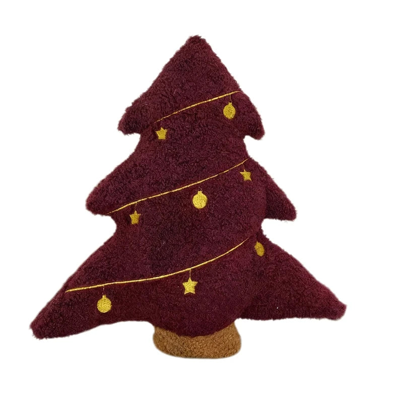 Soft Christmas Tree Throw Pillows for Sofa and Chair Lumbar Support Decoration Red Green Holiday Ambiance | Sansoti