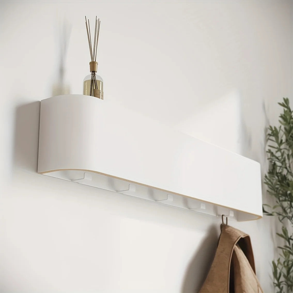 Houten Wandkapstok Met Verborgen Haken En Plank 53cm Modern | Sansoti