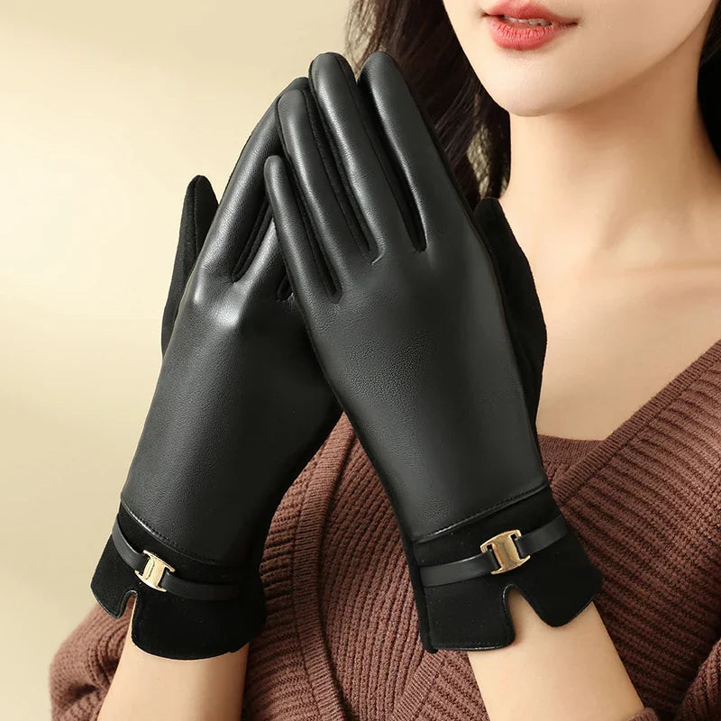 Touchscreen-Winterhandschuhe Damen Fleece-Futter Wasserdicht Fahrradhandschuhe Warme Sporthandschuhe | Sansoti