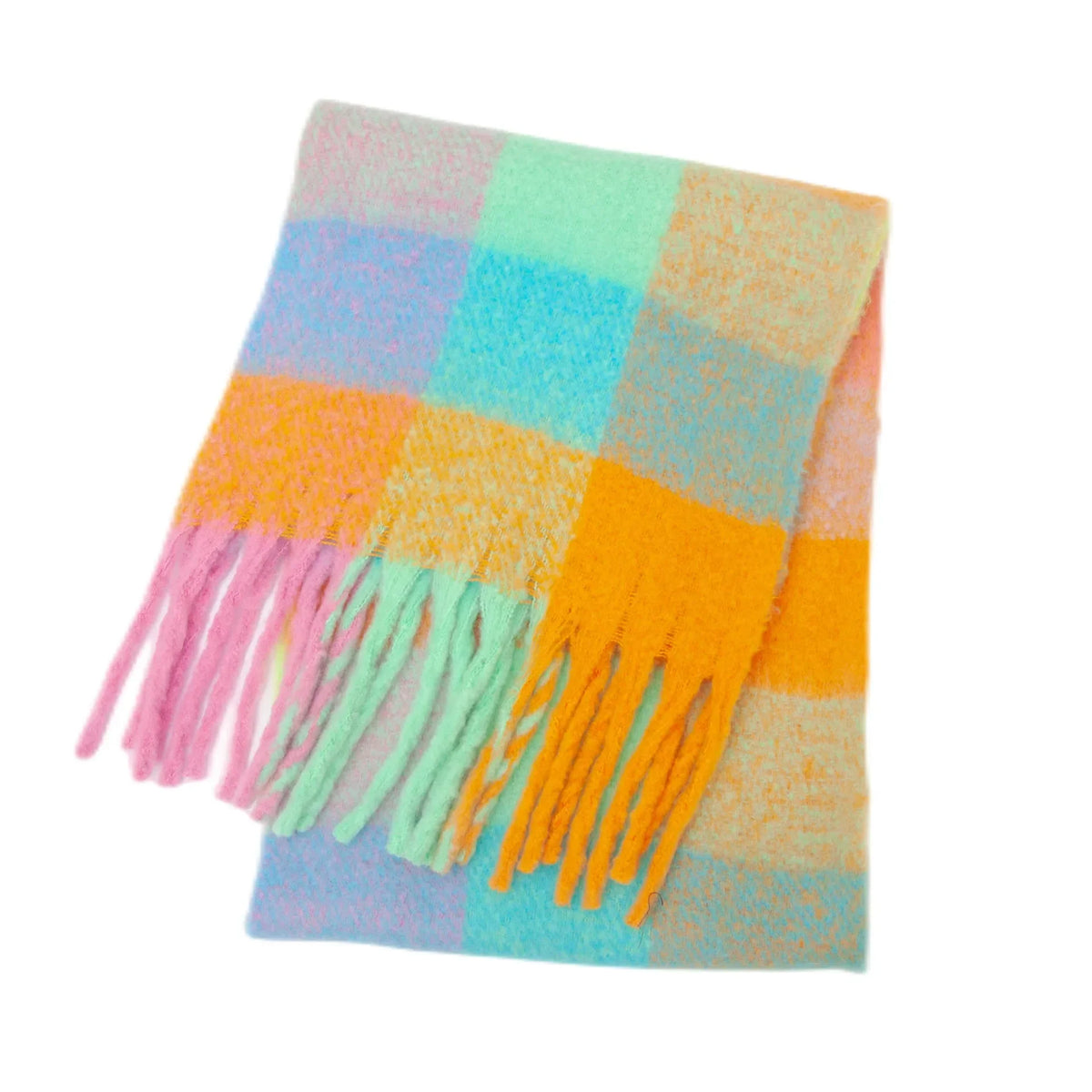 Weicher Kaschmirschal mit buntem Regenbogenmuster 38x230cm Winterwarmer Halsschal Schulter-Wrap Damenaccessoire | Sansoti