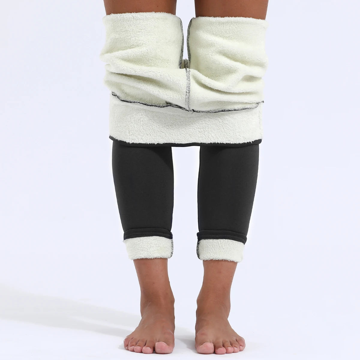 Thermische Fleecehose Damen mit hoher Taille in Schwarz, Grau und Blau - warme, isolierte Thermounterwäsche für den Winter | Sansoti
