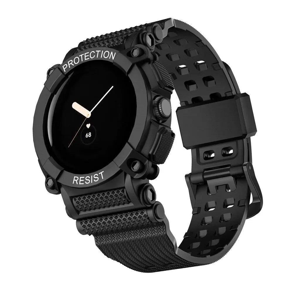 Smartwatch Band with Protective Case Pixel Watch Silicone Sport Wristband Bumper Case Watch Accessory | Sansoti