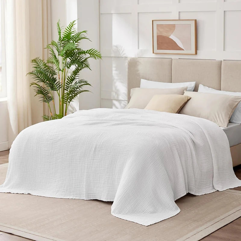 Gauze Blanket 100% Cotton Six-Layer Woven Blanket Breathable Lightweight Summer Blanket Bed Sofa Throw for Adults | Sansoti