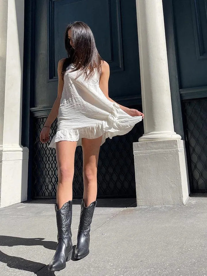 Western Laarzen Vrouwen Hoge Schacht Stoer Stijlvol Kunstleer Dames Cowboystijl Mode Kniehoog Comfortabel | Sansoti