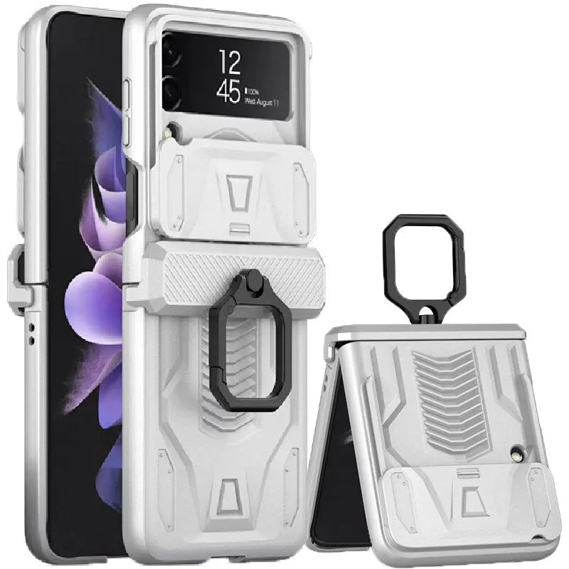Magnetic Foldable Phone Case with Ring Holder for Z Flip 3 & 4 Flip Camera Shockproof Protective Case | Sansoti