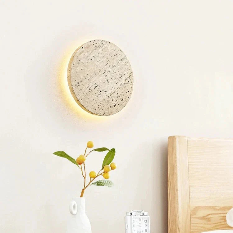 Wandlamp Travertin Rond LED Modern Natuursteen Ø23 Ø30 | Sansoti