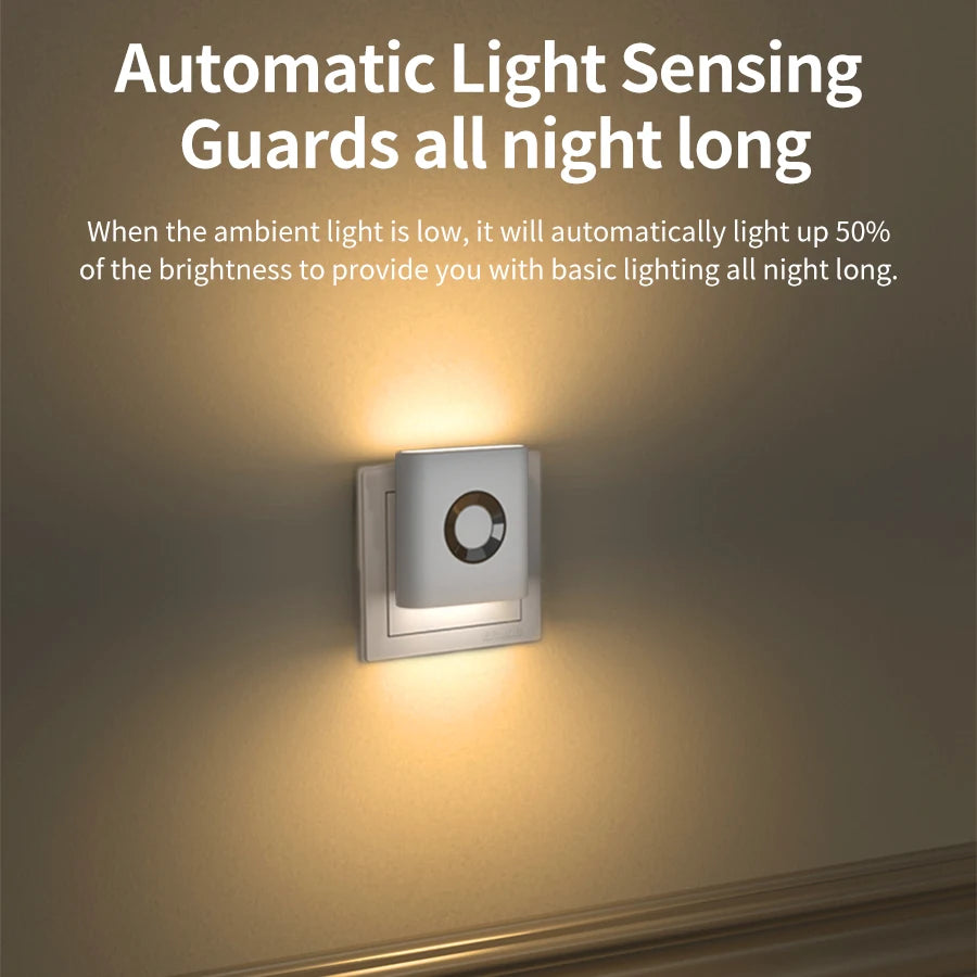 LED Wandlamp Stopcontact Bewegingssensor 5.8G Radar Warm Wit Slaapkamer Gang Toilet Nachtlamp Automatisch Sensor Nachtlicht Plug-in | Sansoti