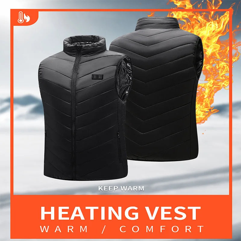 Beheizbare Weste mit USB-Heizung, 21 Zonen, Schwarz/Blau, Unisex, Outdoor, Winter, Wandern, Camping, Ski | Sansoti