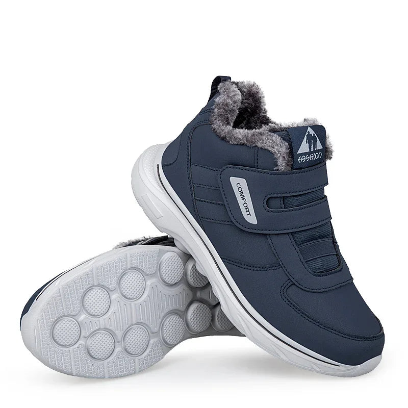 Padded Ankle Sneakers with Velcro for Wide Feet - Warm Orthopedic Walking Shoes for Men Comfort | Sansoti