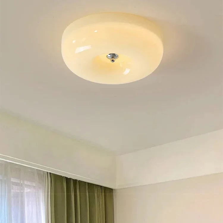Glas-Deckenleuchte im Bauhaus-Stil, elfenbeinweiß, minimalistisches Design, Schlafzimmer, Küche, Deckenbeleuchtung | Sansoti