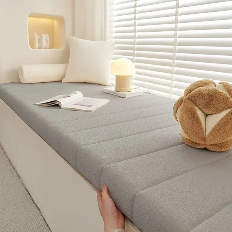 Velvet seat cushion, 4 cm thick, non-slip teddy bench mat for garden benches, windowsills, indoor and outdoor garden furniture | Sansoti