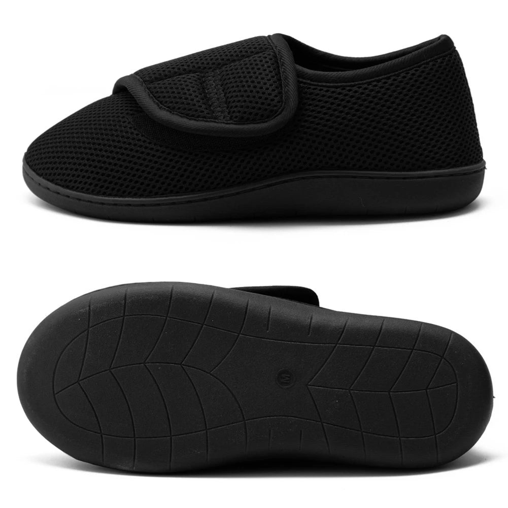 Unisex diabetische schoenen, instappers, orthopedische schoenen, met pluche voering, lichtgewicht, voor oedeem, sneakers met klittenbandsluiting voor gezwollen voeten