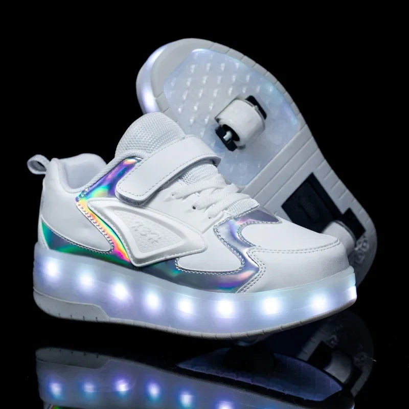 LED Rollschuhe Kinder Synthetisch Rosa mit Beleuchtung Rollschuhe Sneakers mit Rollen zum Draußenspielen | Restfield