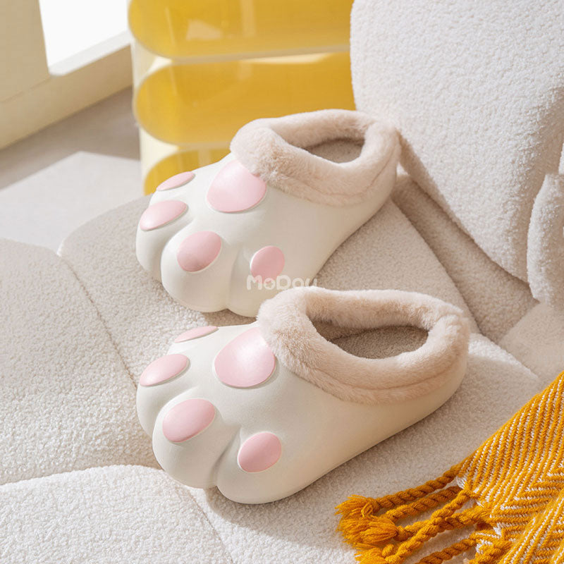Plush House Slippers with Non-Slip Paw Design Soft Fleece Lining Warm Winter Socks Comfortable | Sansoti