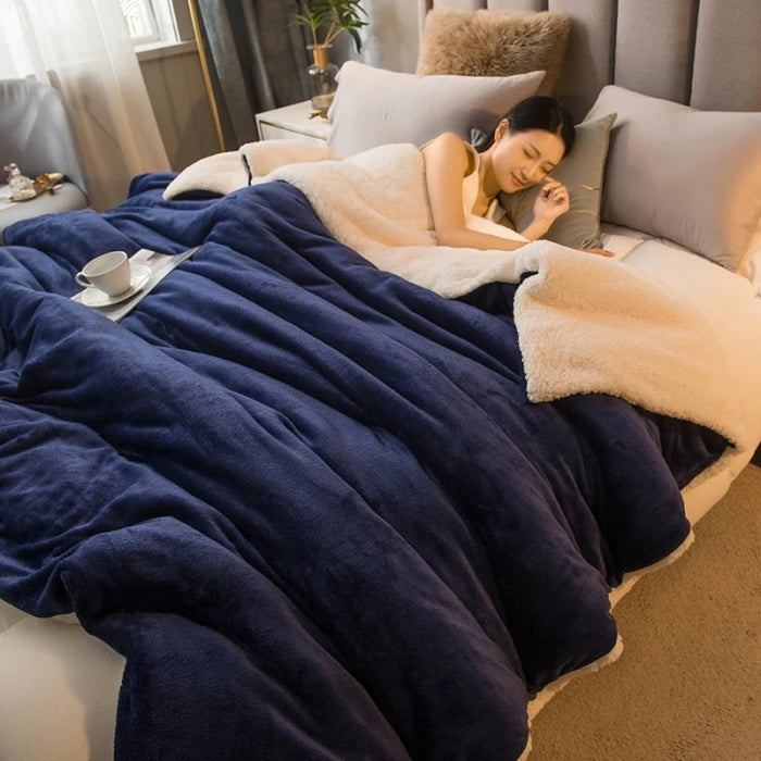 Wollplaid Decke | Warm & Weich | Wendbar | Für Bett, Sofa & Winter