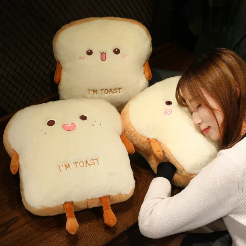 Hand Warmer Cushion Toast Plush Unisex 35x40cm Cozy Warm Decorative Soft Comfortable Living Room Bedroom | Sansoti