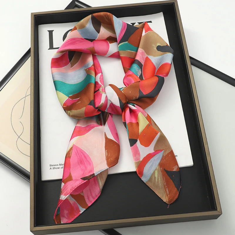 Square Satin Scarf 70x70 cm Women's Headband Neck Scarf Hijab Headband Soft Polyester Elegant Stylish | Sansoti