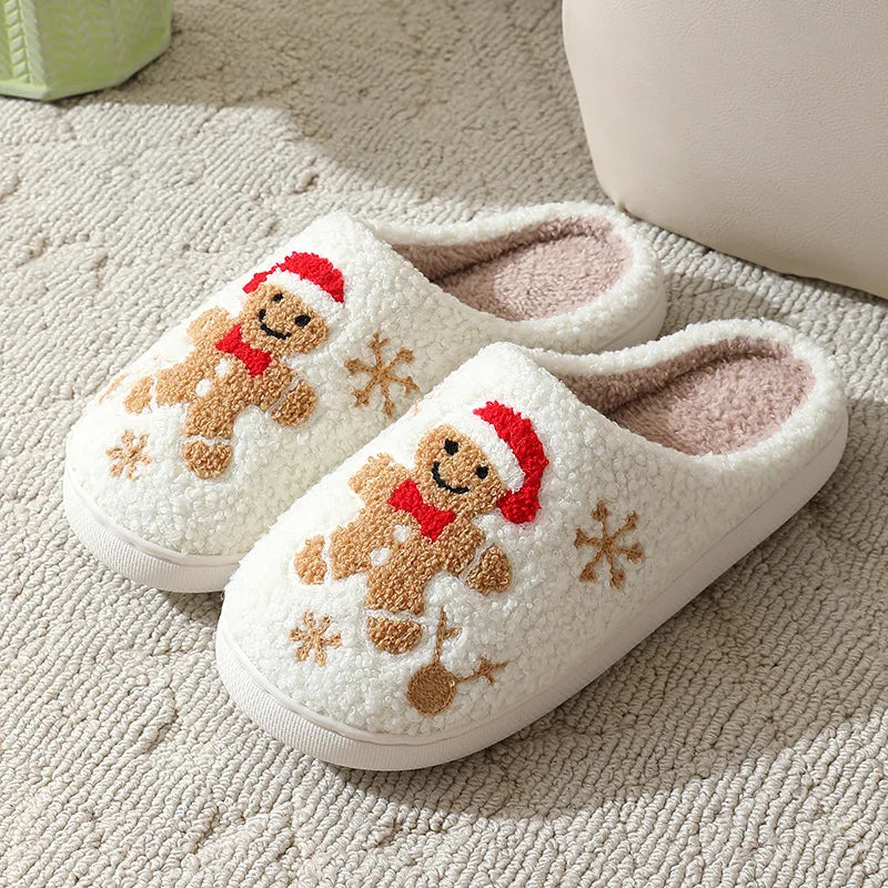 Festive house slippers with a Christmas design, winter warmth, non-slip indoor shoes, comfortable for women and men | Sansoti
