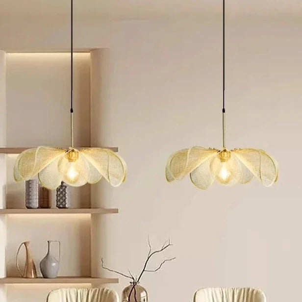 Hanglamp Linnen Kap Messing Frame E27 Fitting Warme Sfeerverlichting Woon- en Eetkamer Scandinavisch Design | Sansoti