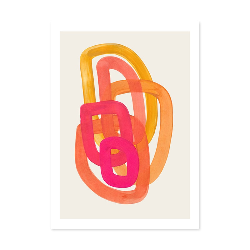 Cotton Canvas Wall Decor Mid-Century Modern Brushstroke Vibrant Colorful Abstract Artwork Living Room | Sansoti