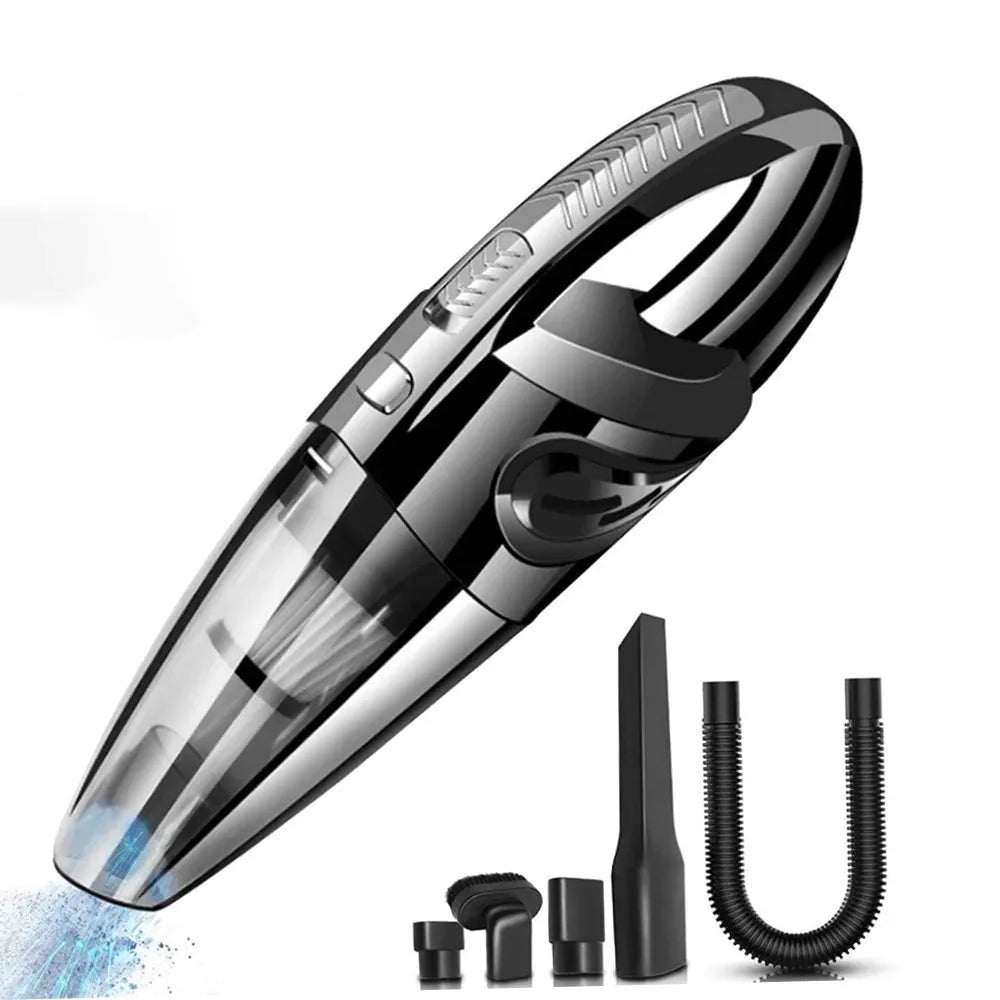 Cordless handheld vacuum with cyclonic suction, 120W, black and red – portable household vacuum for home and car | Sansoti