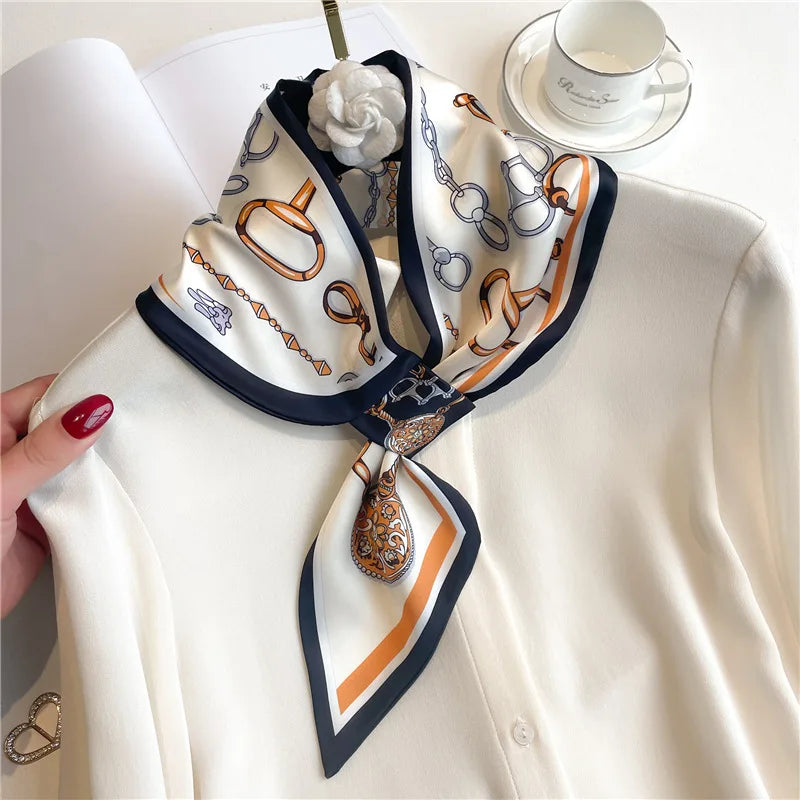 Satin Scarf with Animal Print 76x13cm Versatile Neck Ribbon Accessory for Everyday and Festive Use | Sansoti