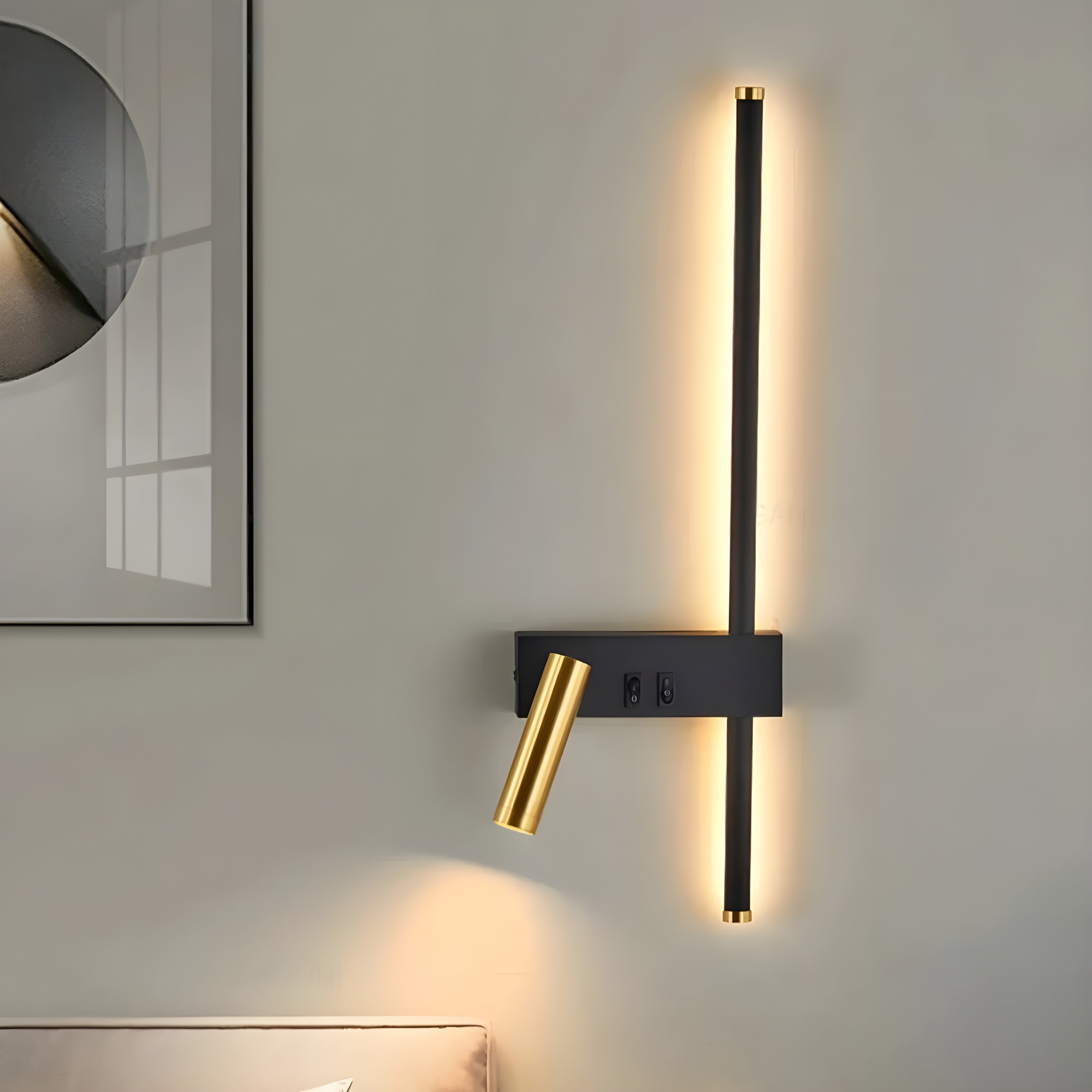 Wandlampe LED Schwarz Gold Mit Schalter Up Down Light | Restfield
