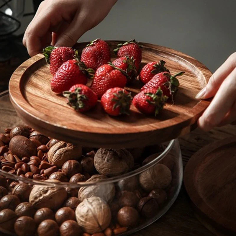 Glazen Voorraadpot met Houten Deksel voor Keuken & Voorraad | Sansoti