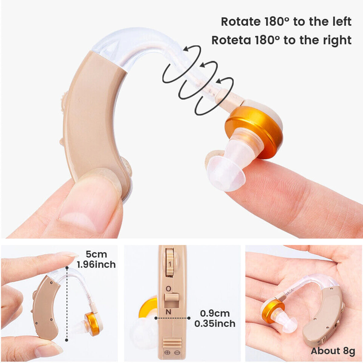 Wireless Behind-the-Ear Hearing Amplifier, Adjustable Volume, Noise Reduction, Comfortable and Portable for Seniors | Sansoti