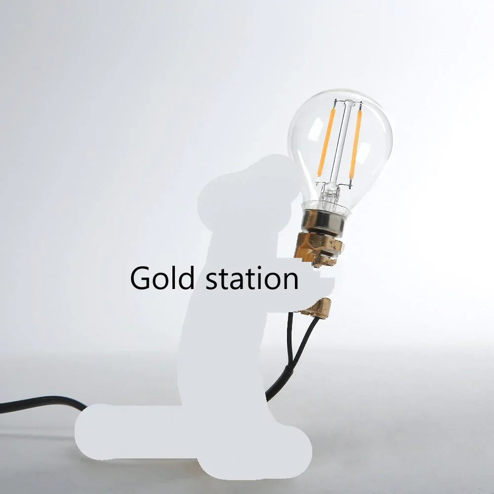 Decorative Mouse Lamp Resin LED Lighting Sitting or Lying White Gold Black Table and Nightstand Lamp for Living Room Bedroom Kids Room | Sansoti