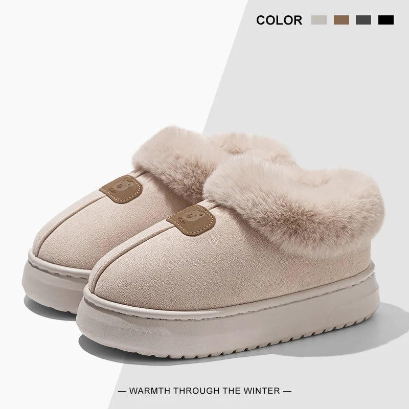 Lined Winter Slippers with High Ankle Warm House Slippers Thick Non-Slip Sole Unisex Indoor Outdoor | Sansoti