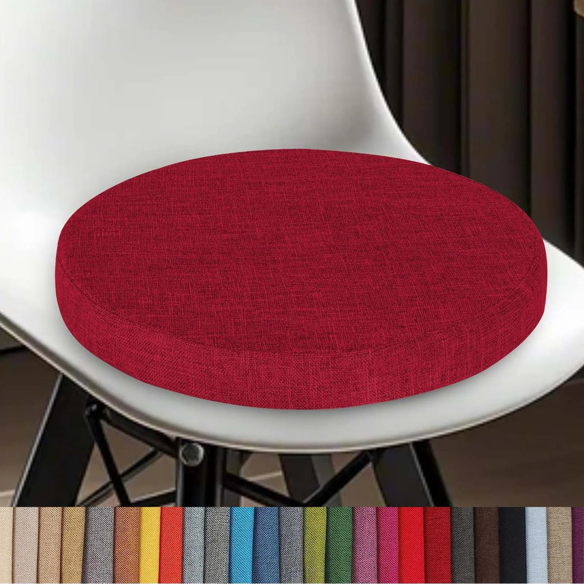 Cojín redondo de algodón y lino lavable con cremallera, 30-60 cm, para comedor, taburete de bar, cocina, oficina y silla de jardín | Sansoti