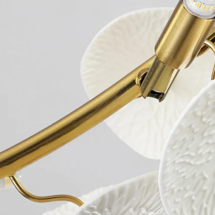 Linearer keramischer Lotus-Kronleuchter 90-160cm Weiß LED Esszimmer Wohnzimmer Moderne Designbeleuchtung Hängeleuchte | Sansoti