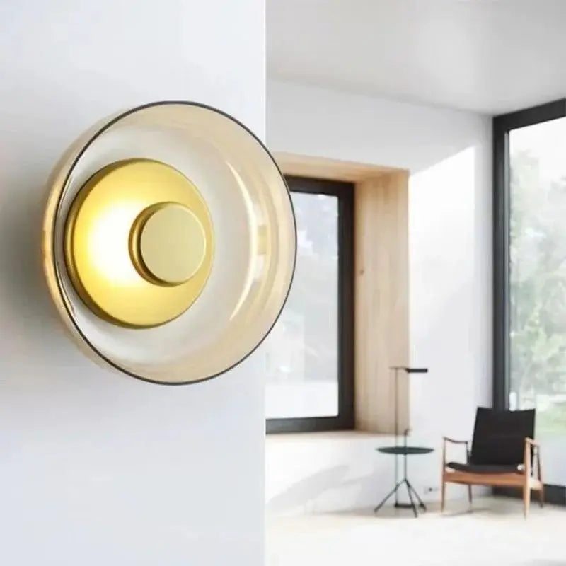 Moderne Glazen LED Wandlamp – Stijlvolle Wandverlichting in Smoke Gray of Champagne Gold – Ideaal voor Slaapkamer, Woonkamer & Hal | Sansoti