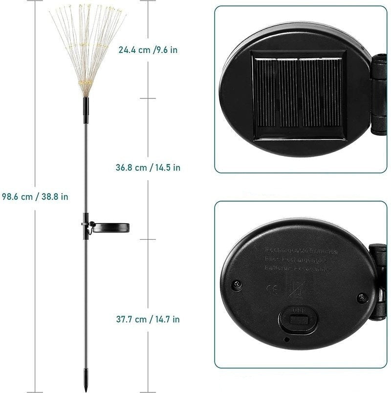 Solar Lamp Fireworks Effect 120 LED Waterproof Garden Lighting 70cm for Path Pool | Sansoti