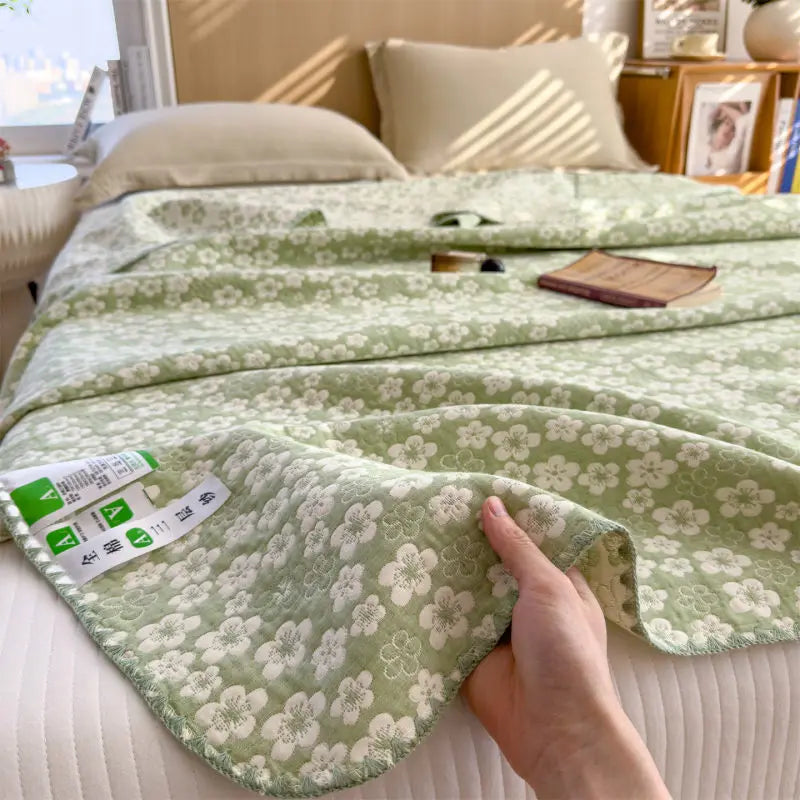 Three-Layer Muslin Throw Pure Cotton Breathable Soft Striped Blanket Living Room Bedroom Sofa Decorative | Sansoti