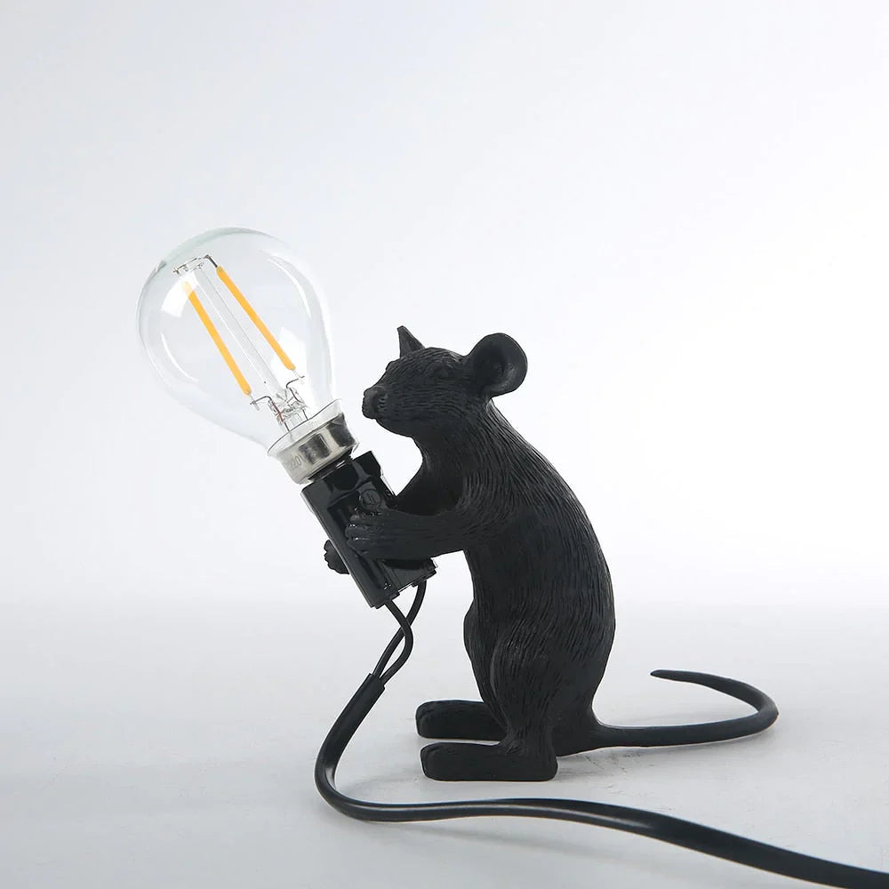 Decorative Mouse Lamp Resin LED Lighting Sitting or Lying White Gold Black Table and Nightstand Lamp for Living Room Bedroom Kids Room | Sansoti