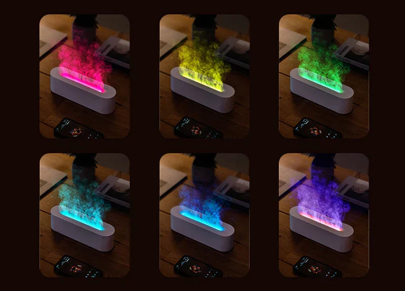 Aromatherapie Diffuser met Vlameffect - Luchtbevochtiger met Kalmerend Lichtspel - 150ml Geurverspreider voor Ontspanning en Sfeer | Sansoti