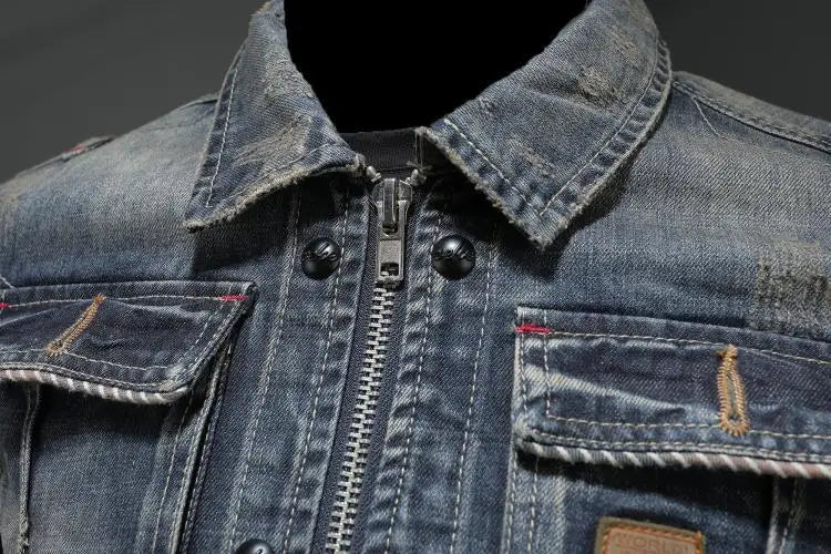 Veste en jean vintage en denim gris, rétro, pour femme et homme, veste en jean oversize, style urbain décontracté pour un usage quotidien | Sansoti