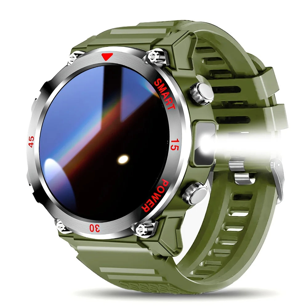 Round Smartwatch 1.52-inch HD Touchscreen Metal Casing Flashlight Bluetooth Heart Rate Monitor Fitness Tracker | Sansoti