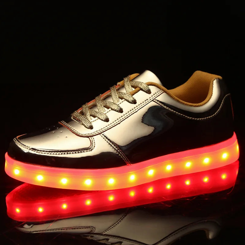 LED Kinderschoenen Sneakers Synthetisch Rubber Roze Met Licht Speelgoed Schoenen Klittenband Verlichting Kinderen | Sansoti