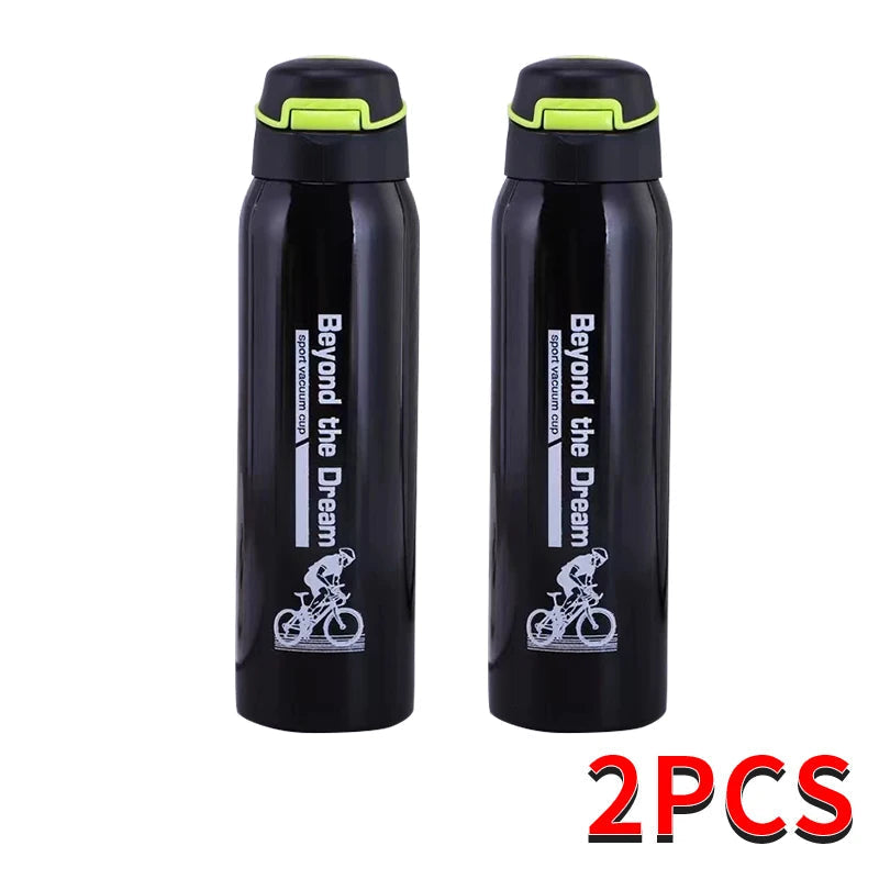 Gourde thermos pour vélo 500ml à double paroi en acier inoxydable, bouchon sport, cordon de transport, isolation et maintien de la température | Sansoti
