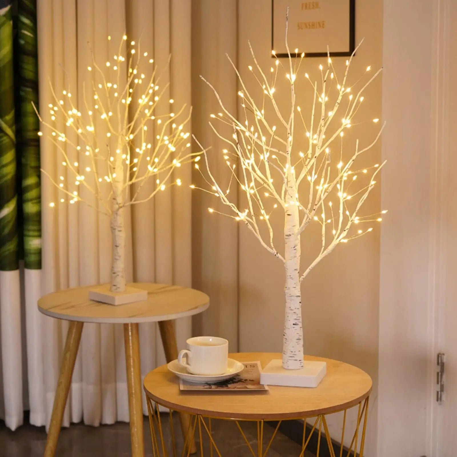 Decoratieve Berkenhouten Lichtboom met LED-Verlichting 60 cm Warm Sfeerlicht Natuurboom Decoratie voor Woonkamer Slaapkamer | Sansoti