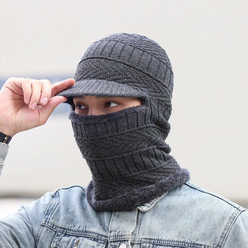 Ciepły zimowy zestaw z czapką i szalikiem, unisex, dzianinowe akcesoria z akrylu chroniące przed zimnem, zapewniające komfort | Sansoti