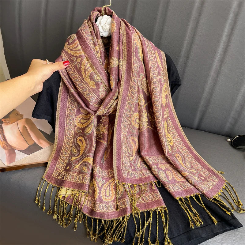 Pashmina Wrap Cashmere-look Women's 70x190cm Soft Winter Scarf Four Seasons Warm Foulard Elegant Scarf | Sansoti